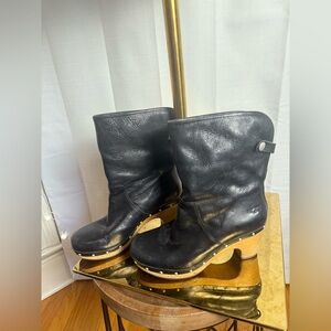 UGG Black Heeled Boots with Chunky Sole